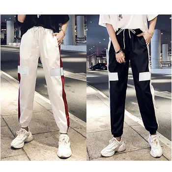 

2020 Fashion High Waist Cargo Pants Women Pockets Patchwork Loose Streetwear Pencil Pants Hip Hop Women's Trousers