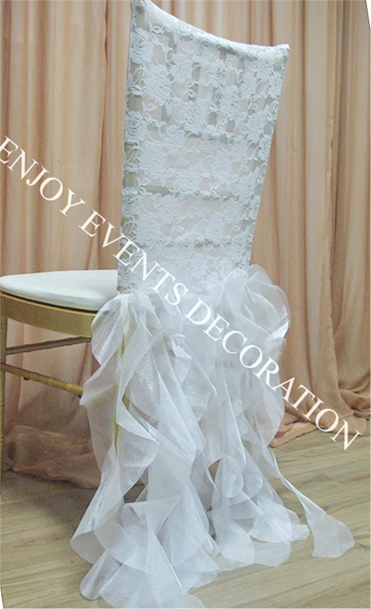 30pcs YHC108 elegant lace chiavari chair back cover with curly willow