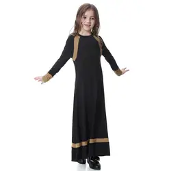 Новое цельнокроеное платье для сна для девочек мусульманская Однотонная ночная рубашка с длинными рукавами DO99