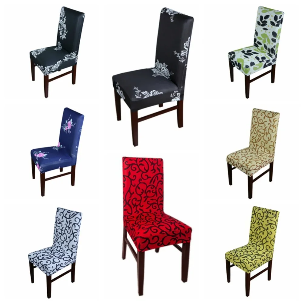 

Printed Half Section Computer Office Elastic Simple Dining Chair Wedding Banquet Hotel Elastic Chair Cover