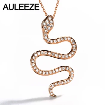 شراءAULEEZE أنيقة الأفعى شكل قلادة الماس قلادة 0.50cttw مجوهرات الماس الحقيقي 18K ارتفع الذهب للنساء هدية