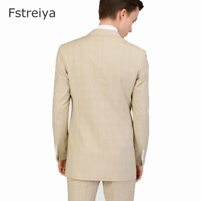 Custom Made high quality 150's worsted wool windowpane Men slim fit Suit for wedding customized mens clothing groom suit 3 piece