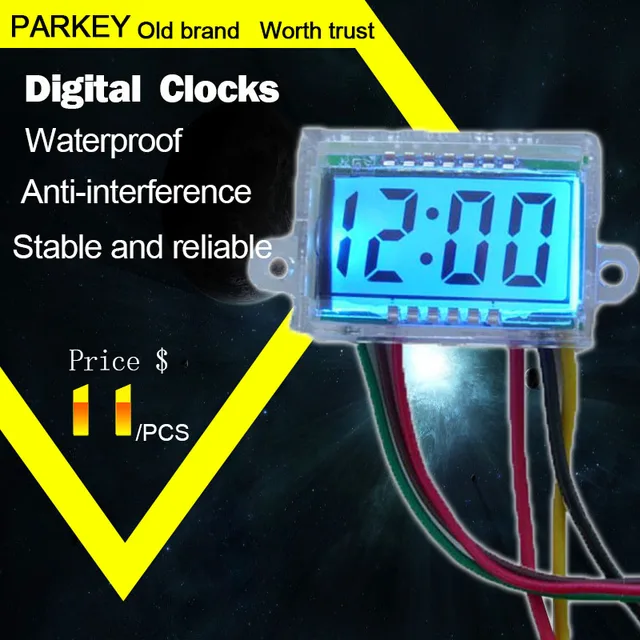 100 PCS DC 9 15 V Jam Digital Waterproof untuk Mobil Sepeda Motor LCD