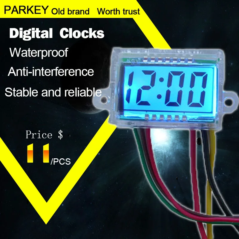 100 PCS DC 9 15V Waterproof Digital Clock for Car Motorcycle Digital