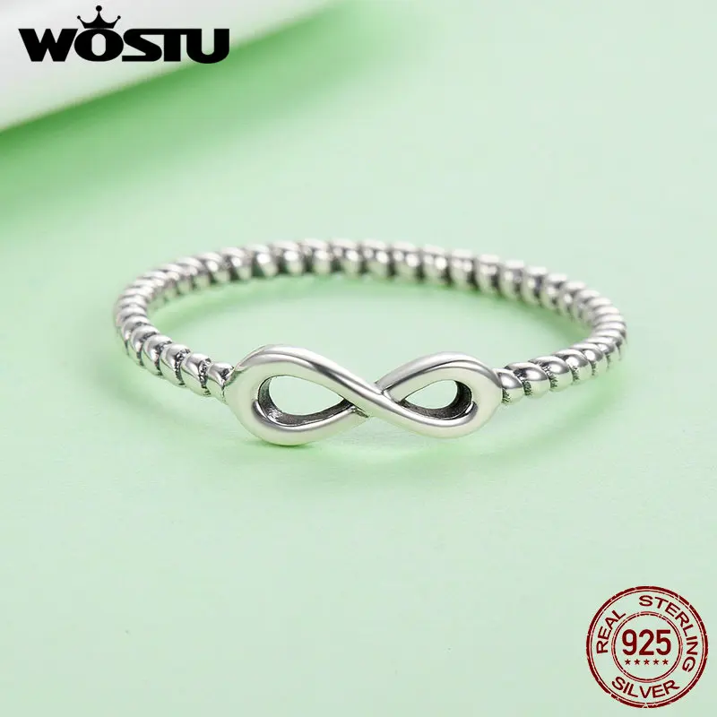 WOSTU Аутентичные 100% стерлингового серебра 925 пробы Бесконечность любовь кольца