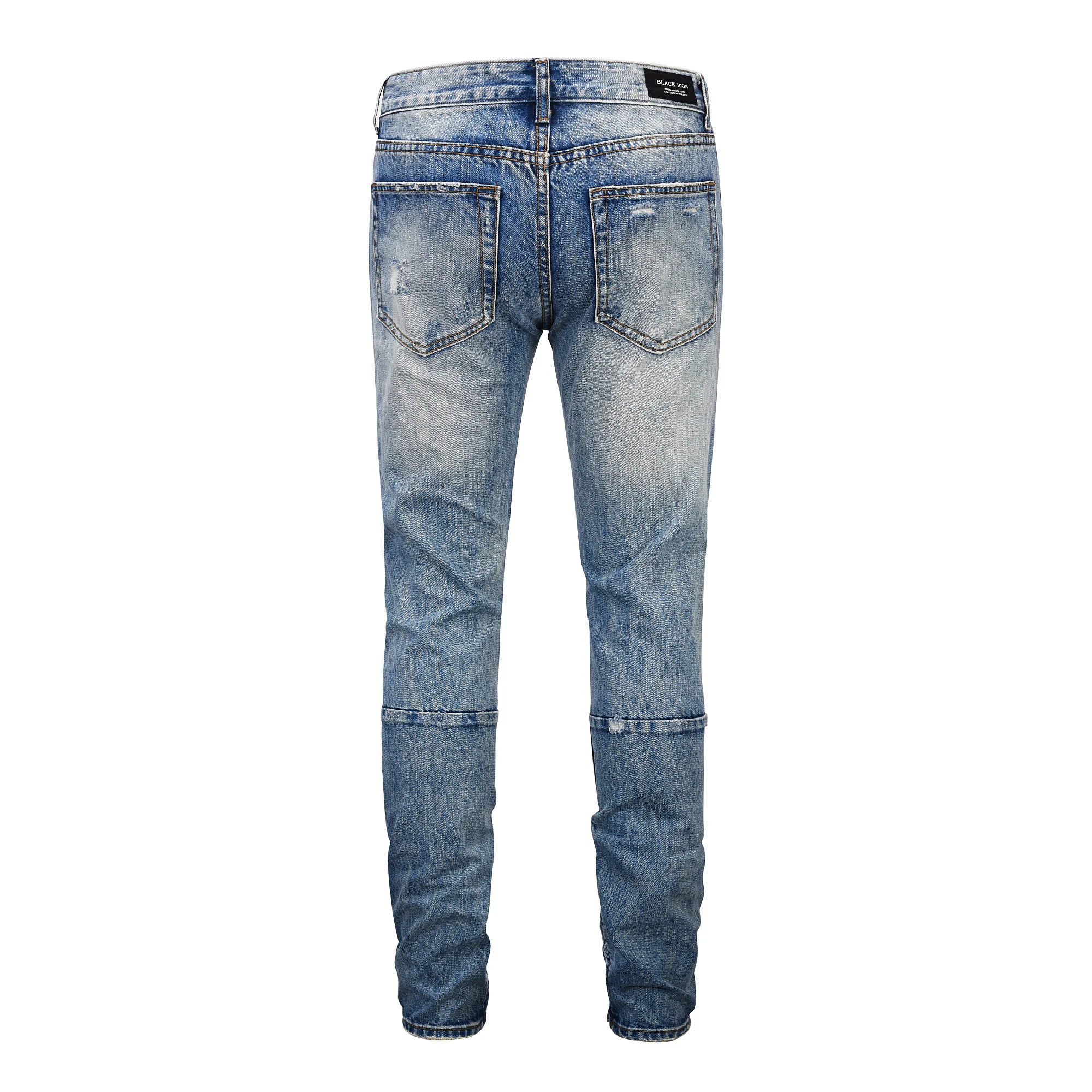 19ss New Hip Hop Justin Bieber Slim Fit Knee slit Ripped Biker Jeans Ankles Zipper Fly Jeans Streetwear Jeans Sweatpants