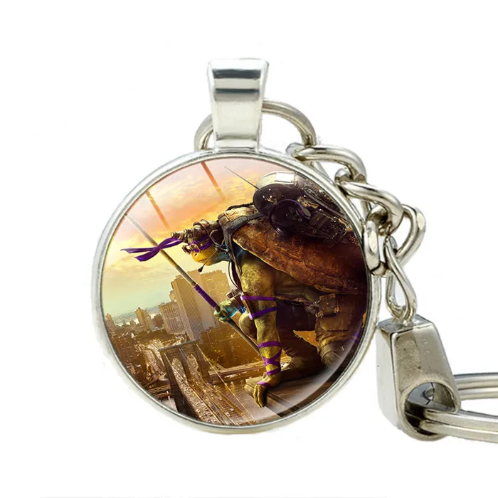 Фильм Ninja Turtles 2 брелки стекло кабошон ручной старинные фото custom key chain стеклянный купол ювелирные изделия Key Holder - Цвет: As Shown