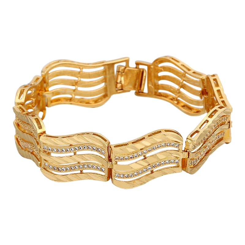 

New Wave Bracelet Women Jewelry AAA+ Cubic Zirconia Gold Filled Hand Chain Bangle Female Jewelry Gifts