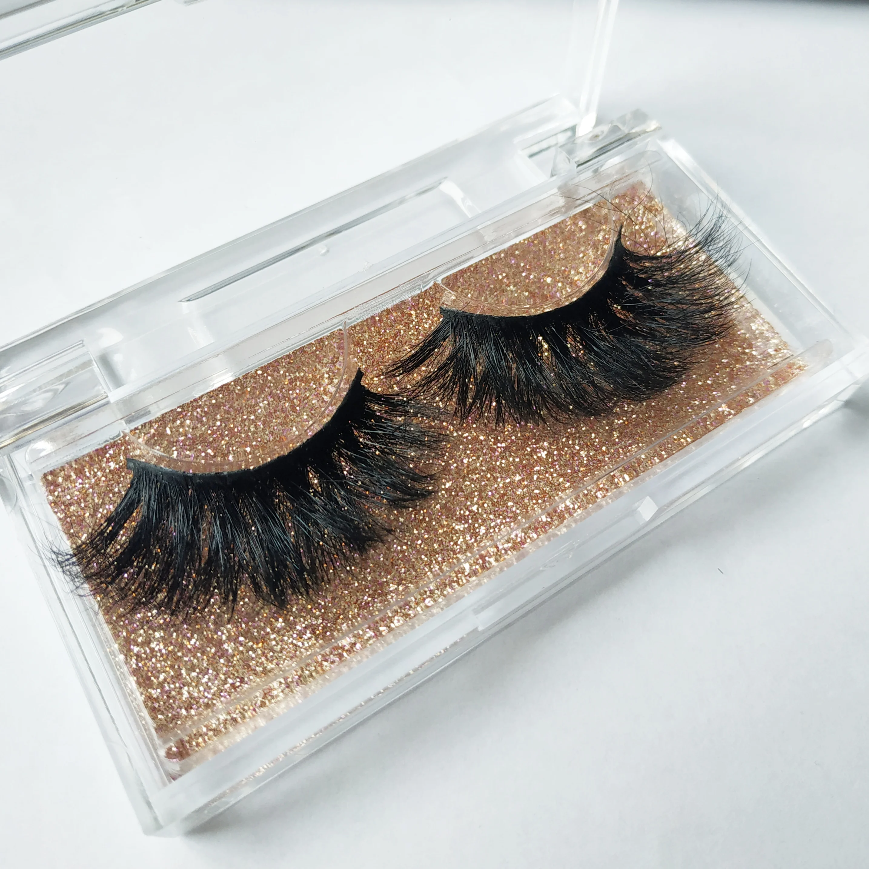 

Hexuan 1 Pair 5D Mink Hair False Eyelashes Wispy Cross Fluffy Lashes Length 25mm Eye Makeup Mink Lashes Handmade Extension Lashe