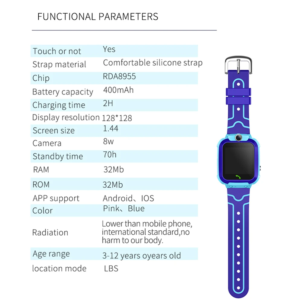 Gps трекер положение телефона дети Смарт-часы 1,22 дюймов сенсорный экран SOS Вызов камера gps забор анти-потеря