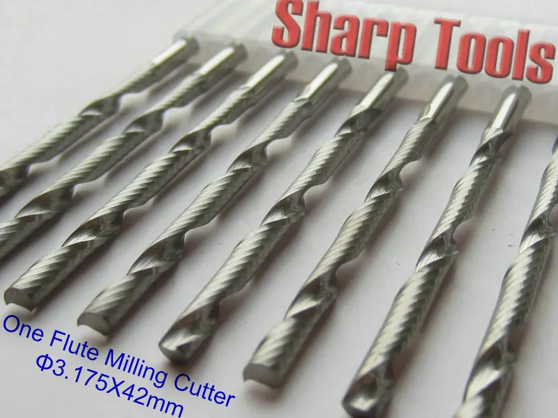 

10pc 1/8'' 3.175X42MM One Flute Carbide End Mills Milling Cutter Tool, Single Flute Spiral CNC Tools Mdf Acrylic Cutter for Wood