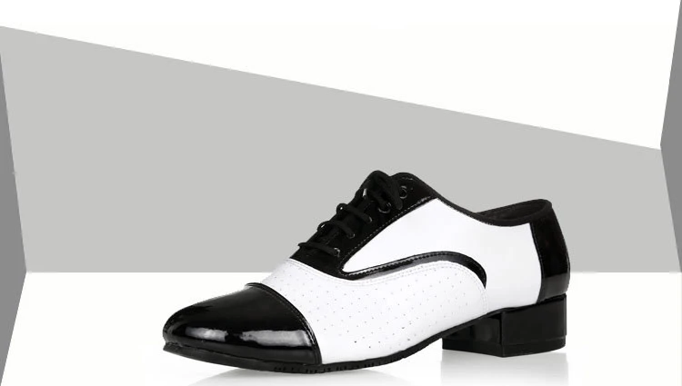 Dileechi Для мужчин из натуральной кожи Туфли для латинских танцев мягкая подошва плоский каблук 4/2 см; Цвет: черный и белый цвет современный Танцы мужская обувь