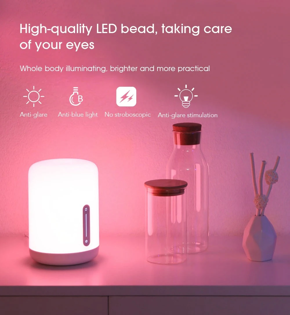 Original Xiaomi Mijia Bedside Lamp 2 Bluetooth WiFi Touch Panel APP Control RGB Table Lamp Works with Apple HomeKit Siri (4)