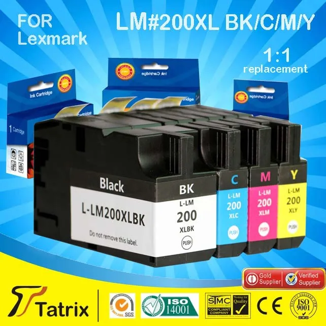 

Compatible for Lexmark 200 ink inkjet cartridge with chip used in fficeEdge Pro5500/Pro5500t for Lexmark 200 high yield xl inks