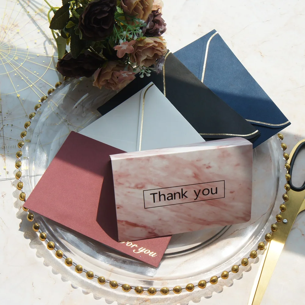 

25pcs pink Marble Thank You Card Envelope As Greeting Card Wedding Birthday Party Invitation DIY Decor Gift Card