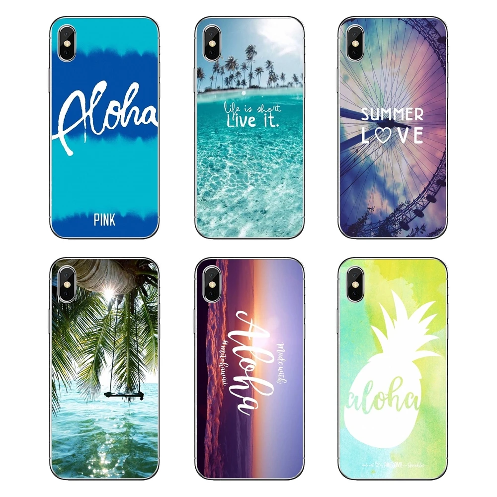 Aloha Summer Stripes For iPod Touch iPhone 4 4S 5 5S 5C SE 6 6S 7 8 X XR XS Plus MAX Transparent Soft Cases Covers |