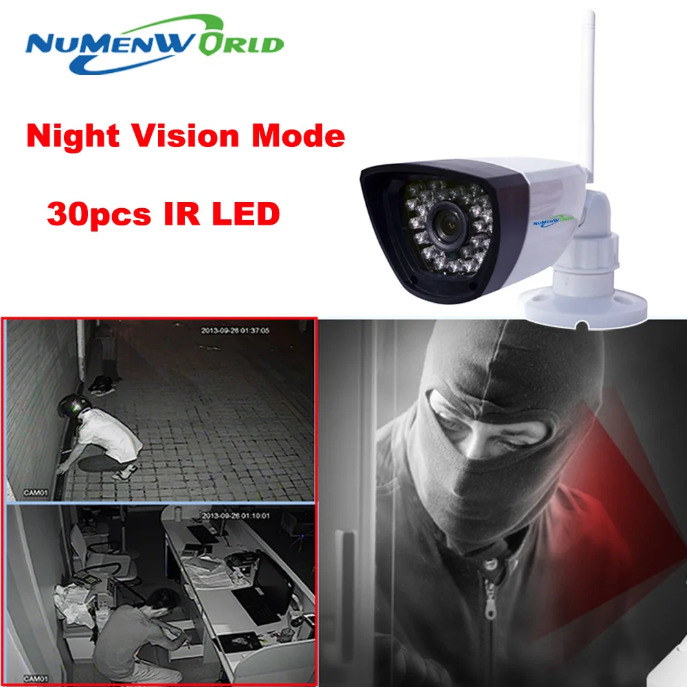 Уличная водонепроницаемая Wi Fi IP камера NumenWorld 1080P Micro SD HD P2P 802.11b/g/n беспроводная