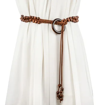 

women belt Bohemian match dress knitted thin belt fashion Round buckle belt for women ceinture femme tie knot belts