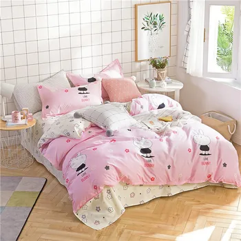 

Bunny Printed Home Textile Printed 3/4pcs Bedding Set Bed Cover Bed Sheet Duvet Cover Pillowcase Bed Linen Bedclothes Queen