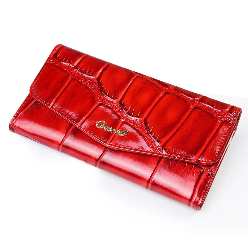 

COSSROLL Genuine Leather Women Multifunction Wallet Crocodile Clutch Luxury Women Wallet Patent Leather Designer Brand purse