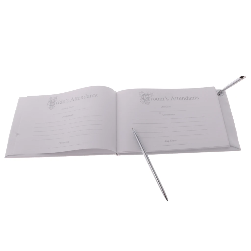 

Wedding Party Reception Guestbook and Pen Set Tulle Crystal Sign Book for Party Wedding Meeting Supplies - White