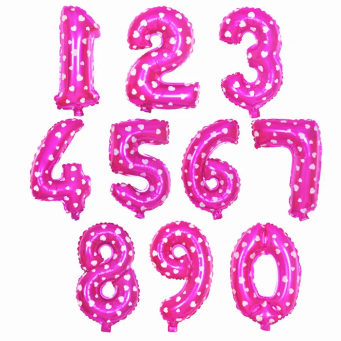 1" 32" Красный Синий фольгированный шар с цифрами, Свадебный надувной шар, надувные шары для украшения дня рождения, детский шар с цифрами животных - Цвет: R8-HeartPink Balloon