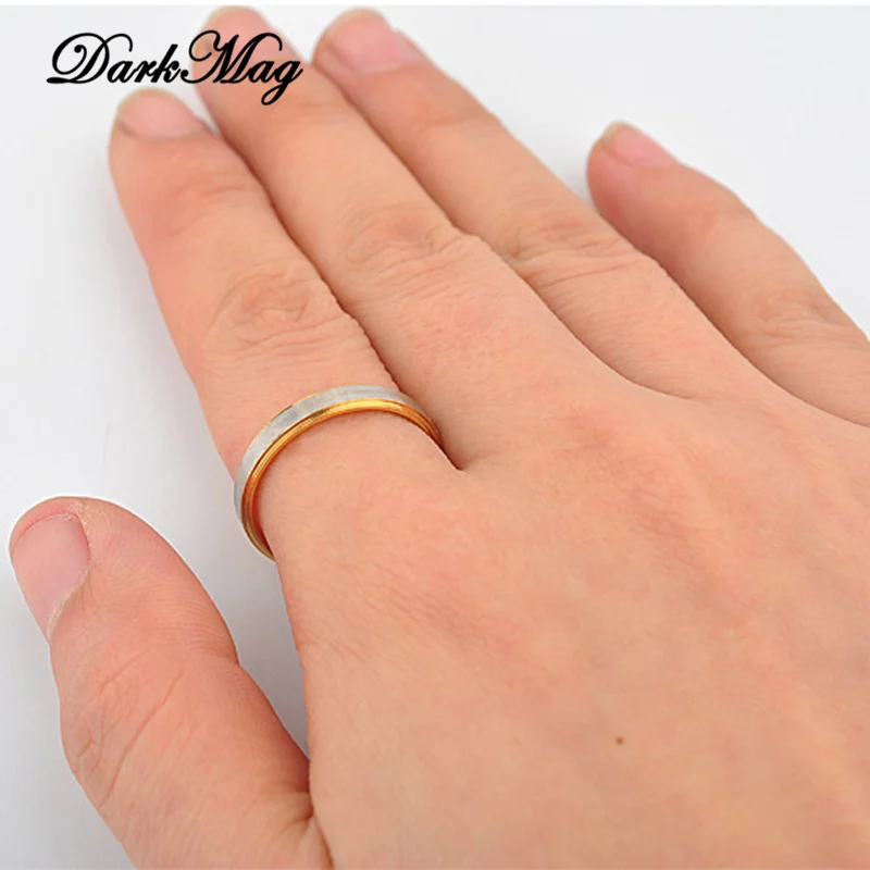 DarkMag Gold And Silver Wedding Rings for Women Men Couple Promise Band Stainless Steel Anniversary Engagement Jewelry