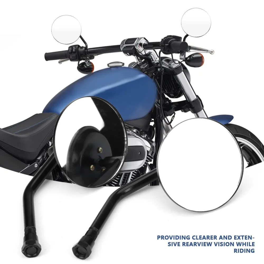 На по выгодной цене с доставкой, 2 шт. M10 мотоцикл черный круглый Зеркало заднего вида боковое зеркало для Мотоцикл harley Запчасти для авто