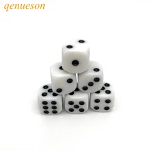 New Hot 20Pcs/Lot 16mm Dice Points Acrylic White Dice Hexahedron Rounded Corners Black dot Dungeons and Dragon Game Rpg Dice Set