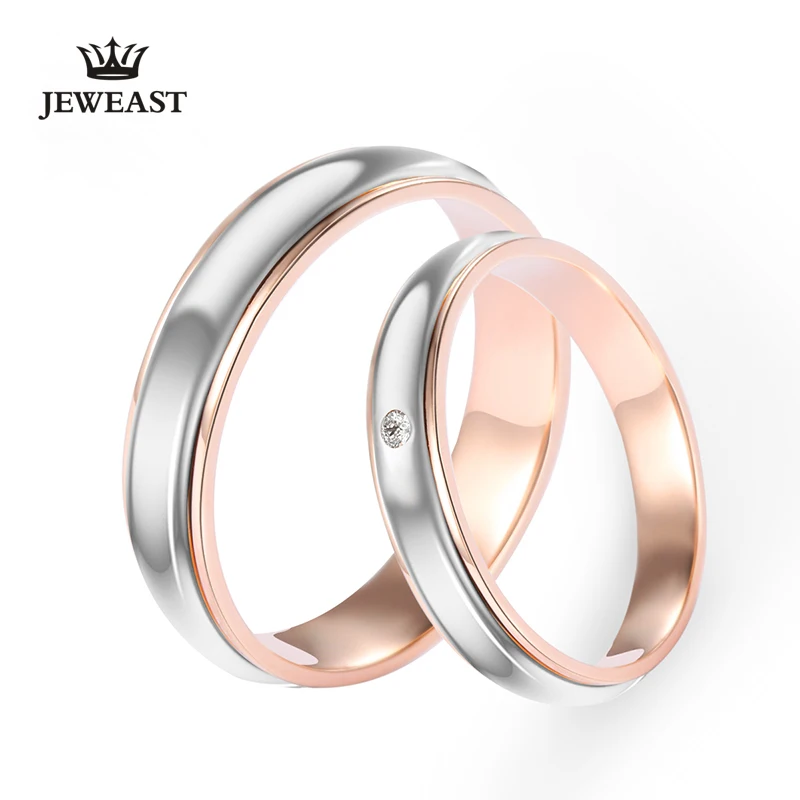 Кольцо для влюбленных из чистого золота 18 К с бриллиантами, обручальное кольцо, парные кольца для женитьбы и помолвки, настоящее ювелирное изделие с бриллиантами, поддержка настройки