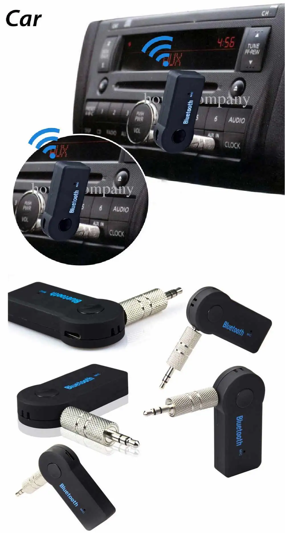 Комплект громкой связи для авто, Bluetooth, Bluetooth, портативный беспроводной bluetooth-приемник, AUX адаптер, 3,5 мм разъем, Bluetooth аудио для автомобилей