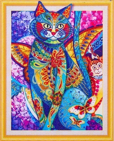 Azqsd 5D DIY Алмазная вышивка с котом Специальный в форме бриллианта живопись животных мозаика изображение горного хрусталя 40x50 - Цвет: DA-4026