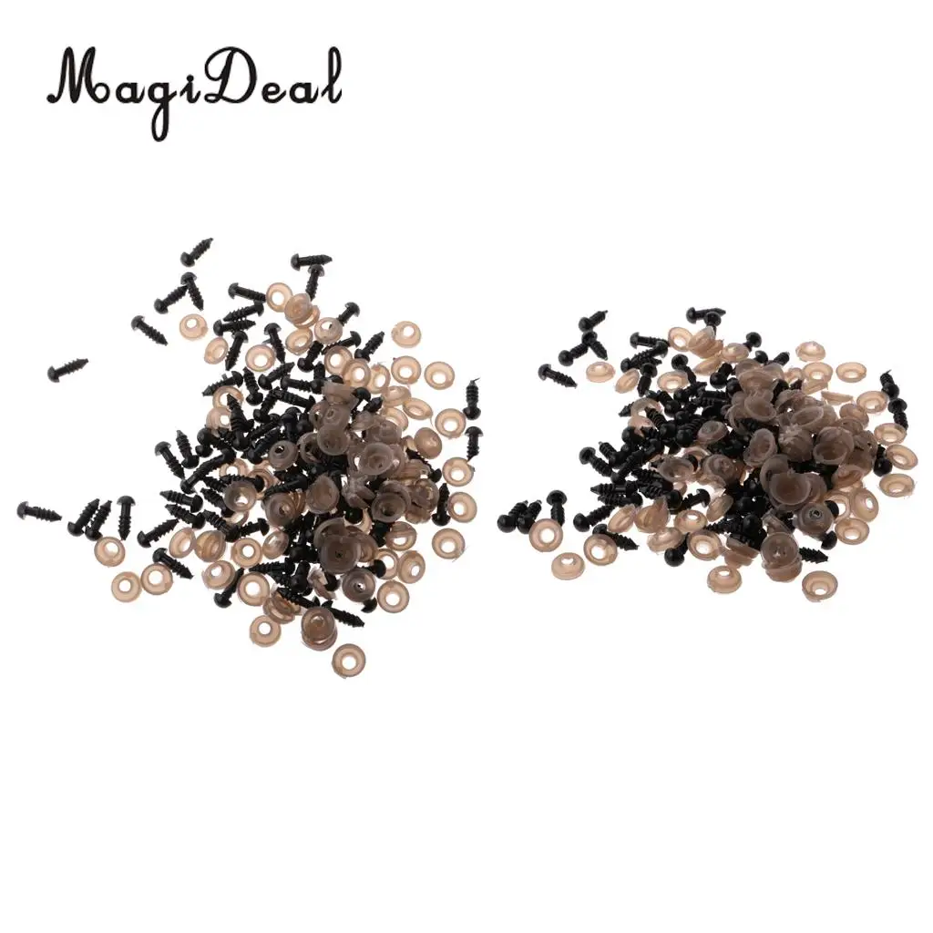 100Pcs 6mm 8mm Soild Black Plastic Safety Eyes with Washers for Making Bear Doll Animal Toy DIY Crafts