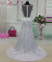 Robe de mariage сверкающие Роскошная обувь с украшением в виде кристаллов пикантные Русалка Вечерние платья 2017 В шеи суд поезд Свадебные платья