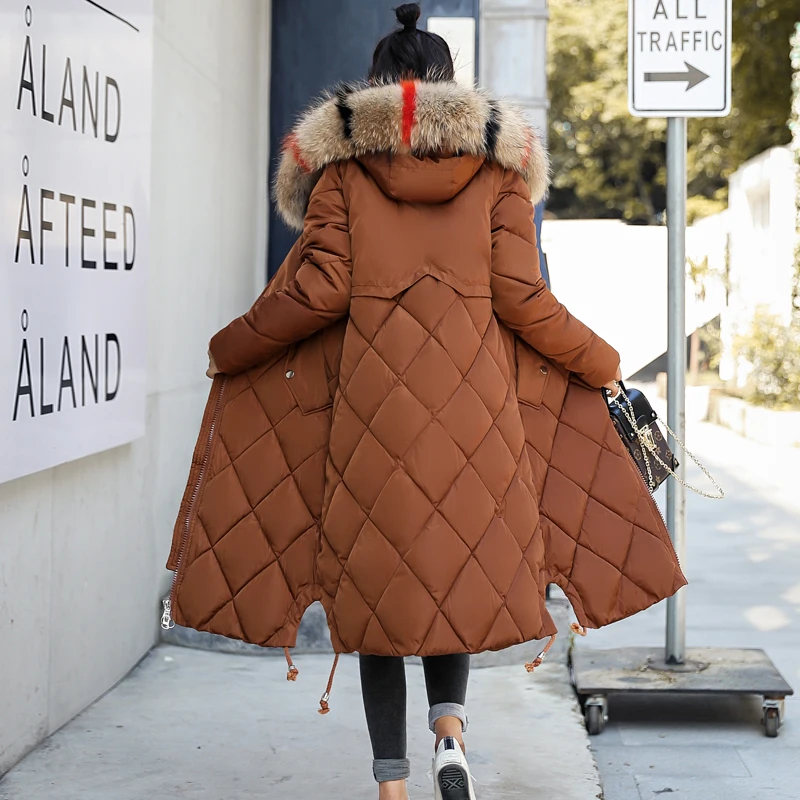 2019 New Arrival Winter Jacket Women With Colorful Fur Hooded Womens Jackets Winter Outwear Long Female Coat Parka Slim