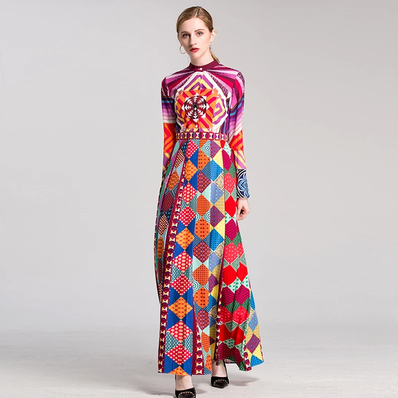 Hot-Selling-Beautiful-Printed-Full-Length-Women-Dresses-Flare-Sleeve-Plus-Size-4XL-Summer-Runway-Bohemian