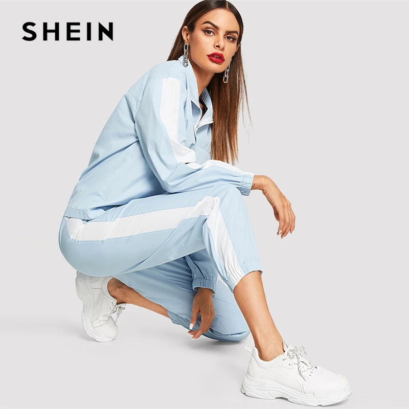 blue and white striped co ord