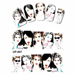 Дизайн ногтей Красивая Татуировка переводная наклейка слайдер цвета воды мода шоу девушка городской леди Портрет UP007-012