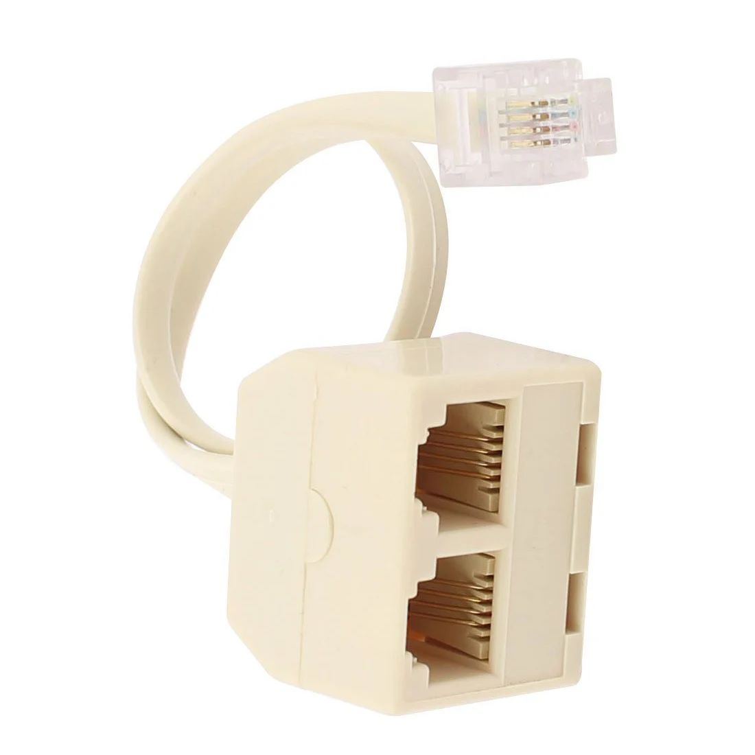 RJ11 6P4C 2 Way Outlet Telephone Jack Line Splitter Adapter Beigein Telephone Cords from