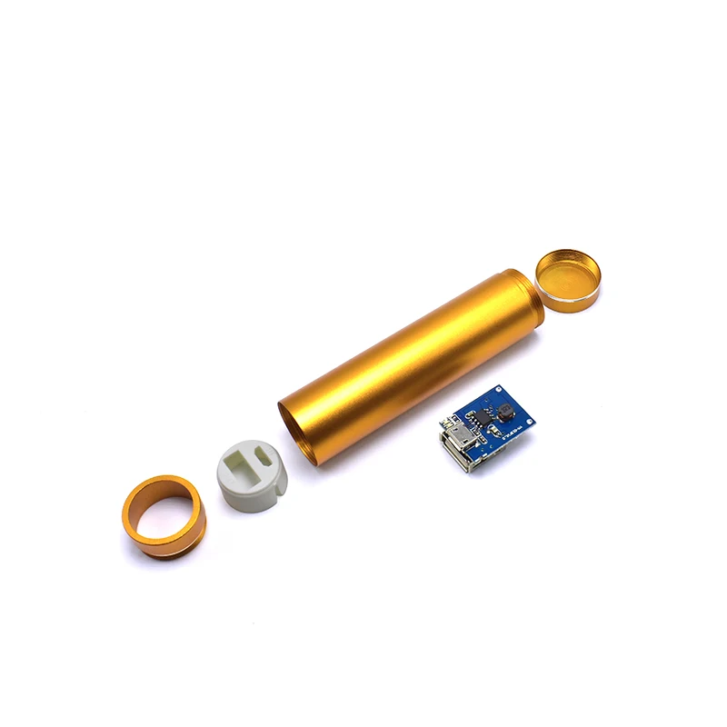 Многоцветный металлический внешний аккумулятор DIY Kit чехол для хранения коробка Бесплатный сварочный костюм 1X18650 батарея 5V 1A USB Внешнее зарядное устройство смартфон - Цвет: Золотой