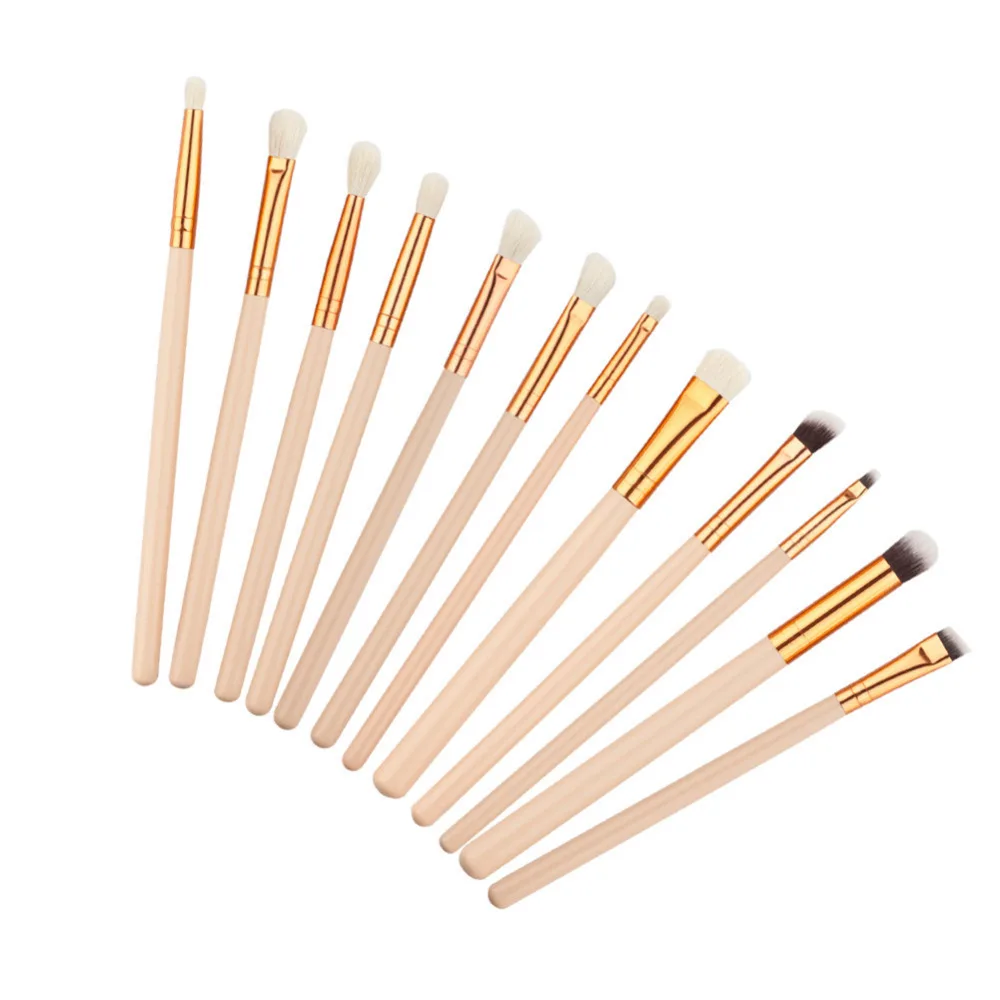 

12Pcs Eyes Lips Makeup Brush Set Pro Eyeshadow Eyeliner Eyebrow Blush Angled Crease Blending Cosmetic Brushes Kits Makeup Tools