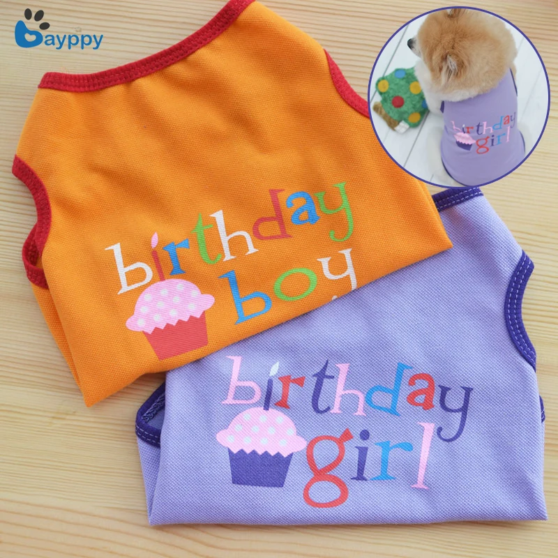 Birthday Pet Dog Clothes Cartoon Dog Cat T shirt Soft Puppy Dogs