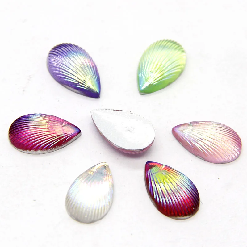 

40pcs 5x10mm Mixed Teardrop Shell Line AB Color Flatback Kawaii Resin Cabochon DIY Craft Wedding Decoration Embellishment