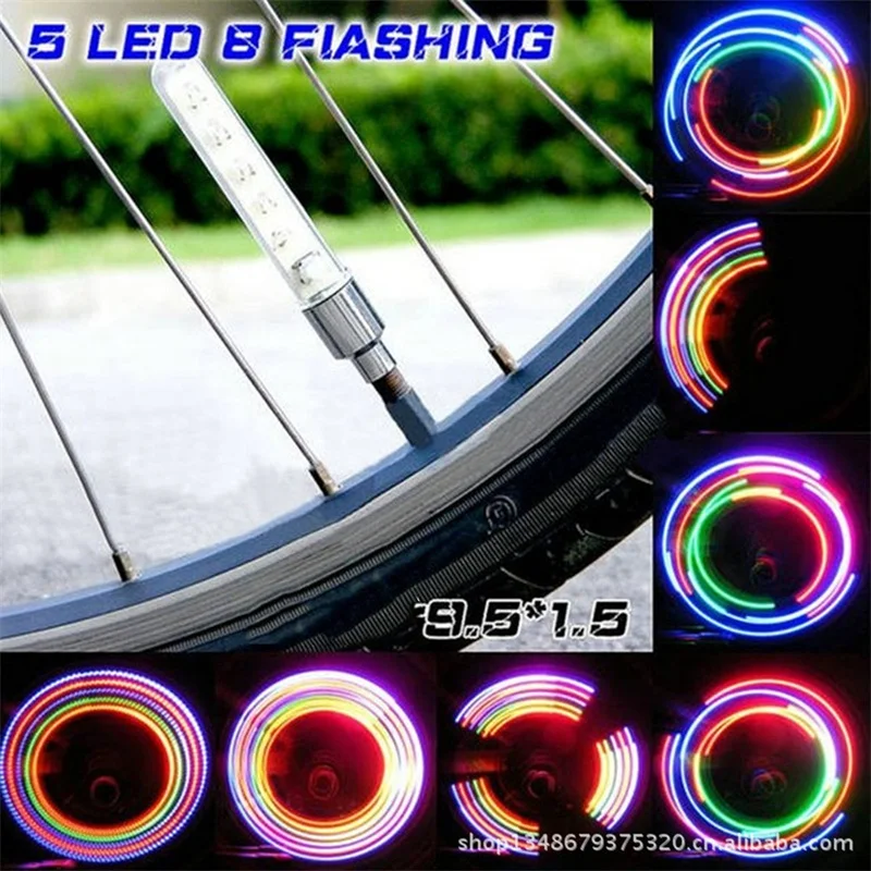 2pcs/set Bicycle Wheel Tire Valve Light Spoke Sense Lamp Bike 5 LED