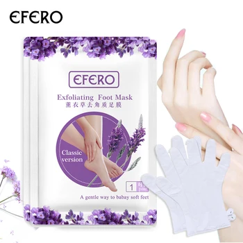 

efero 4pair Exfoliating Foot Mask Peeling Socks for Pedicure Feet Mask Moisturizing Nourish Hands Mask Spa Gloves Hand Care