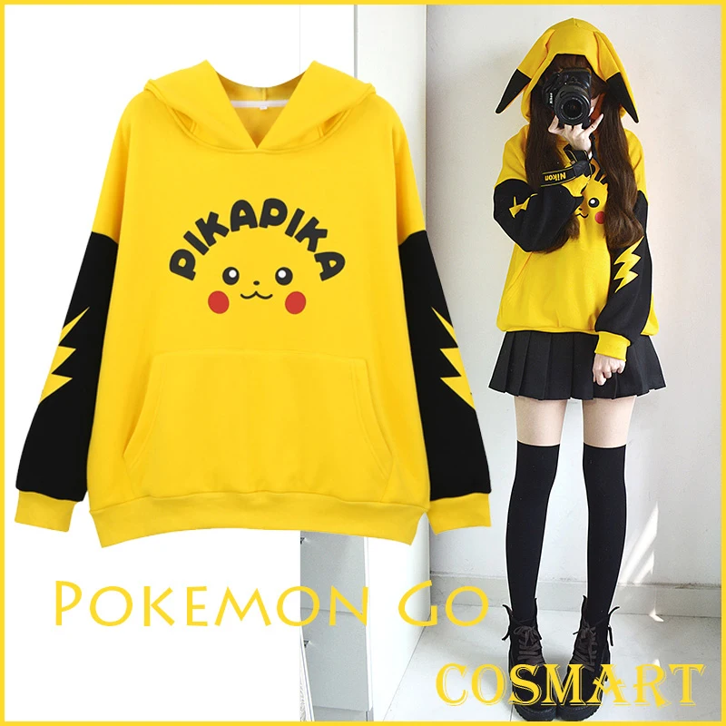 

[STOCK]Pokemon Go! Pikachu cosplay costume Cotton Fleece Hoodie Long Sleeve Pullover Winter Coat NEW Free ship