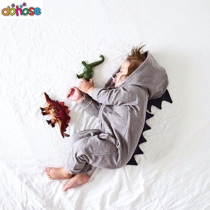 Emmababy для маленьких мальчиков и девочек 3D костюм динозавра одноцветное розовый серый комбинезоны малышек теплый демисезонный хлопковый ко