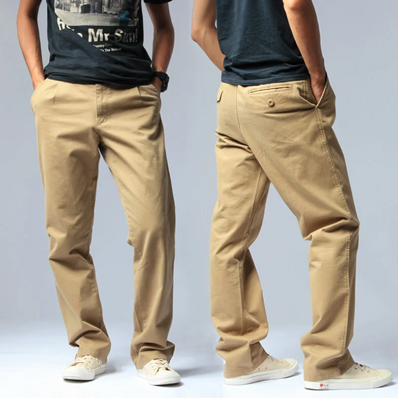 Fall straight men's Cotton Khaki Pants baggy pants size jeans pants