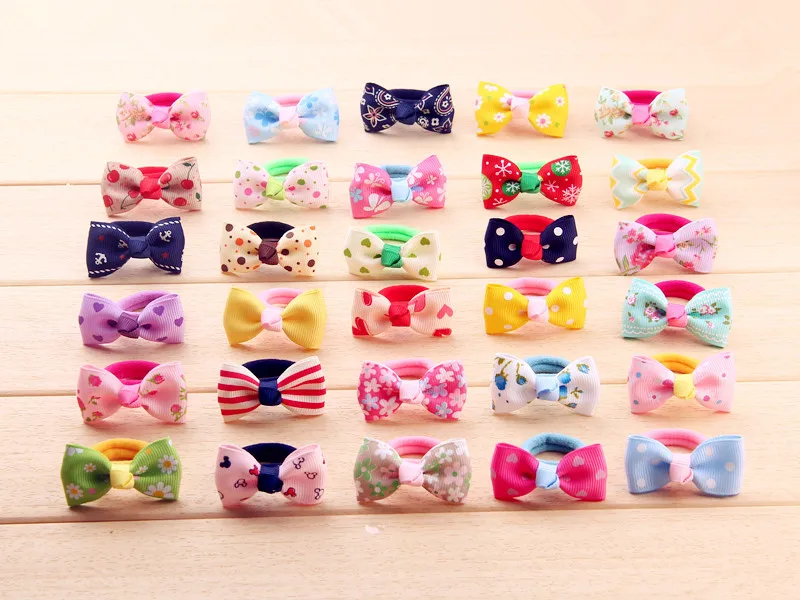 

New arrival(20pcs/lot) lovely candy color BB girl rubber with bow hair bands Hair rope child cute Cartoon hair accessory