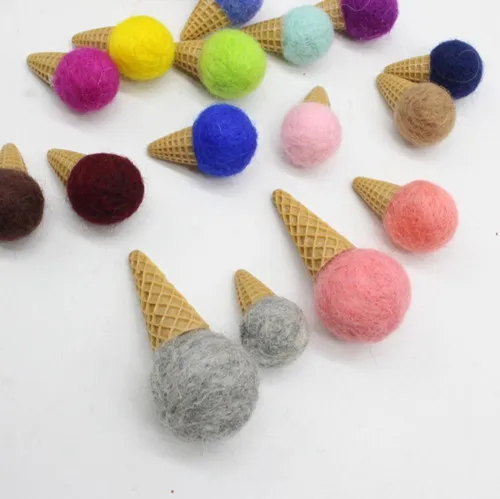 wool felt poke handmade work Japan cat panda icecream deer DIY wool ball jewelry hair accessories doll 6